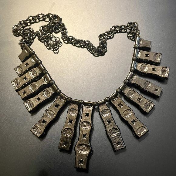 Blue Crystal Park Lane Utopia Bib Blue Crystal & Hematite Chain Necklace - Picture 4 of 7